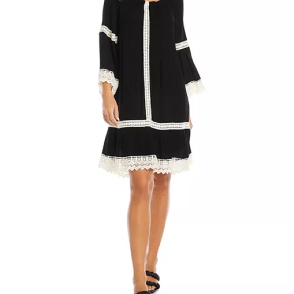 Karen Kane Black Dress with White Accents